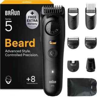 Tondeuse barbe BRAUN BT5560, molette réglable, 40 hauteurs de coupe, précision 0,5 mm, autonomie 120 mn