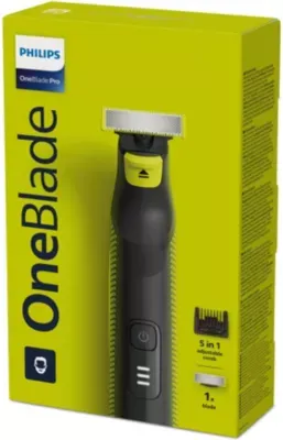 Tondeuse barbe PHILIPS OneBlade Pro QP6506/15, 5 hauteurs de coupe, précision 1 mm, 90 mn