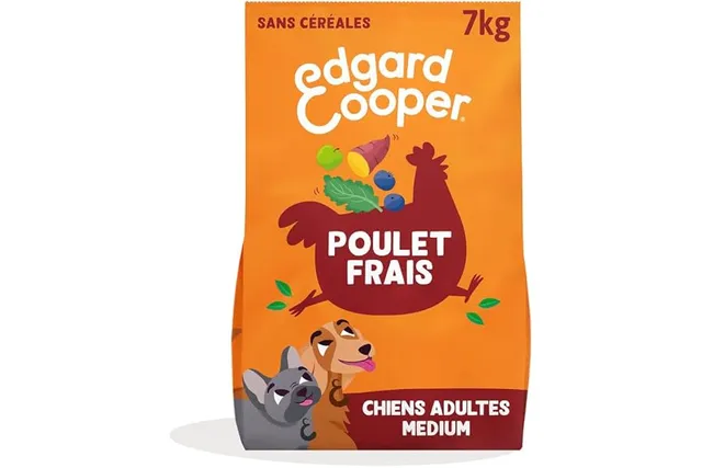 Edgard & Cooper Croquettes Chien Sans Céréales Pour Chiens Adultes Medium (7kg), Poulet Frais, Teneur En Fibres Equilibrée Pour Ventres Heureux, Recette Naturelle, Jamais De Farine Animale