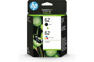 HP 62 Noir et Trois Couleurs, Lot de 2 Cartouches Encre Originales | Compatible avec la gamme d'imprimantes Envy 5540, 5640, 5660, OfficeJet 5740, 8040, 200, 200 pages (N9J71AE)