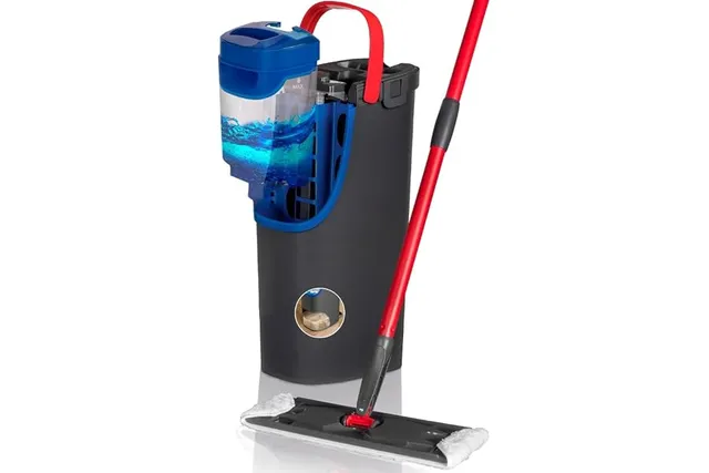 Vileda - H2pro Balai Plat - Système Innovant à Double Réservoir Distinct - Balai Plat avec Recharge Microfibre - Sépare l'eau Propre et Sale pour Une Hygiène Impeccable - Design Ergonomique