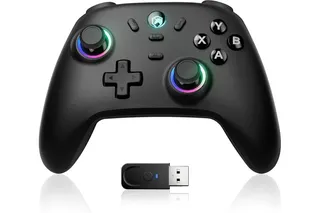 ECHTPower Manette PC, Gaming Manette Sans Fil avec Joystick à Effet Hall, 1000Hz, 3 Modes 2.4G/Bluetooth/Filaire, Turbo, Vibration, Lumières RGB, Batterie 800mAh, Compatible PC/Switch/Android/iOS