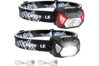 Lepro Lampe Frontale LED Rechargeable, 2000 Lux Super Lumineux 6 Modes 2Pcs | Léger Torche Frontale Puissante avec Lumière Blanche et Rouge, IPX4 30H d'autonomie pour Course, Pêche, Cyclisme, Camping