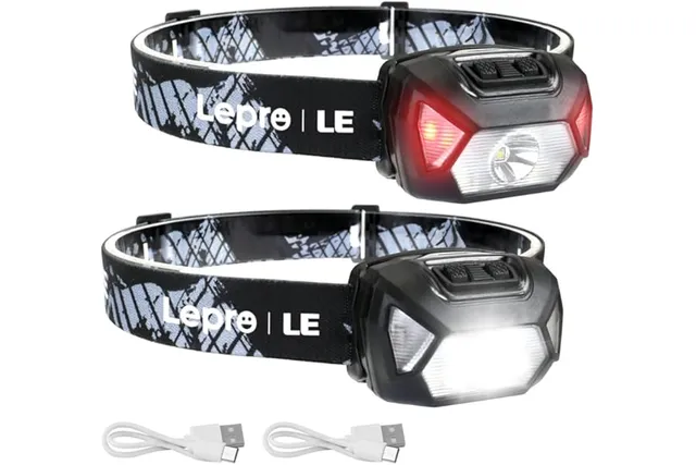 Lepro Lampe Frontale LED Rechargeable, 2000 Lux Super Lumineux 6 Modes 2Pcs | Léger Torche Frontale Puissante avec Lumière Blanche et Rouge, IPX4 30H d'autonomie pour Course, Pêche, Cyclisme, Camping