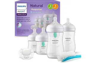 Coffret de 4 biberons natural response + 1 sucette ultra-douce 0-6 mois + 1 goupillon - Philips Avent
