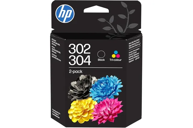 HP 302/304 Noir et Trois Couleurs, Lot de 2 Cartouches Encre Originales | Compatible avec les gammes d'imprimantes DeskJet 1110, 2130, Envy 4520, OfficeJet 3830, 5220, 5230, 100 pages (B82L1AE)