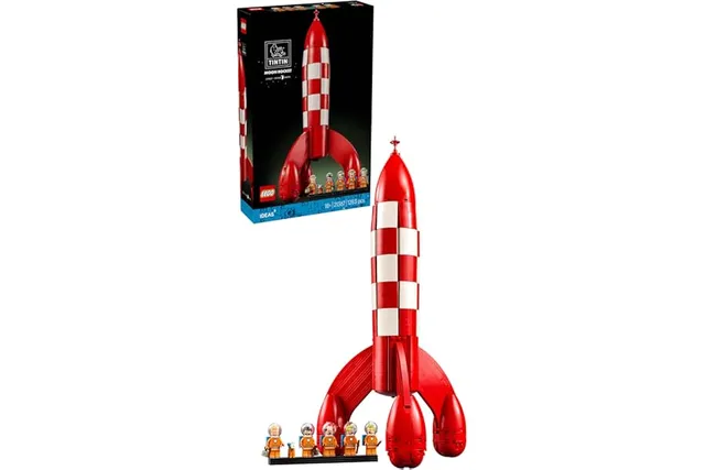 LEGO Ideas La fusée de Tintin 21367 | Set pour adulte, décoration de bureau DIY, 5 minifigurines, navette spatiale, Milou le Chien, idée cadeau, 1283 pièces