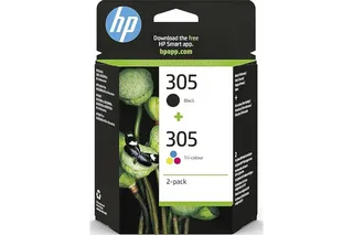 HP 305 Noir et Trois Couleurs, Lot de 2 Cartouches Encre Originales | Compatible avec la gamme DeskJet 2700, 4100, Envy 6020, 6030, 6420, 6430, 120 pages (6ZD17AE)