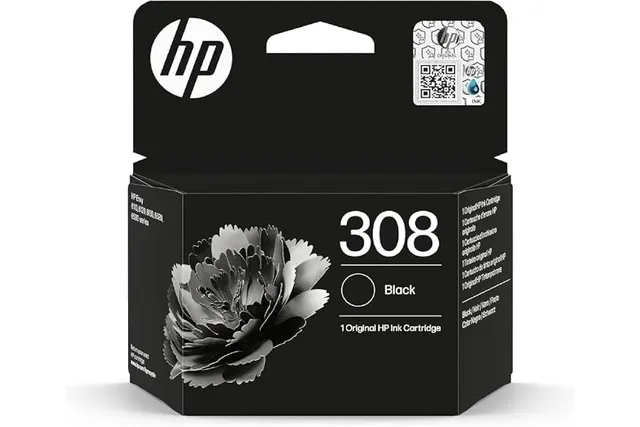HP 308 Noir, Cartouche Encre Originale | Compatible avec Envy 6110e, 6120e, 6122e, 6130e, 6132e, 6520e, 6530e, 6532e, 160 pages (7FP21UE)