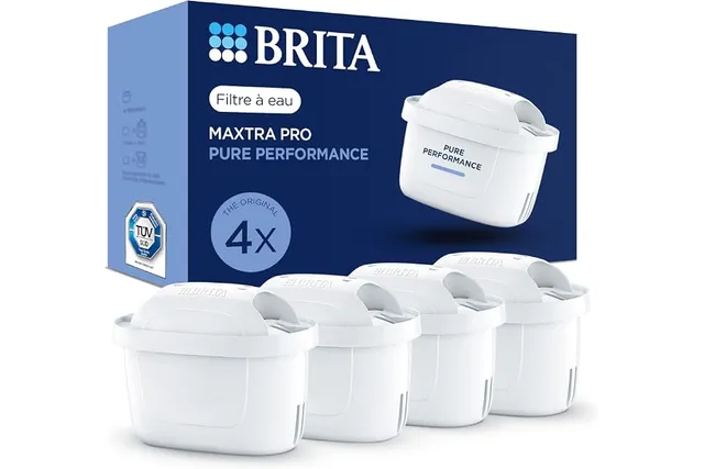 BRITA Cartouche filtre à eau MAXTRA PRO Pure Performance - Pack de 4 | Recharge originale compatible des carafes BRITA - réduit les micro-impuretés, PFAS, chlore, tartre et métaux