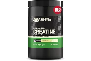 Optimum Nutrition Micronised Creatine Monohydrate en Poudre, 634g | Non Aromatisé, 186 Portions, Complément pour Soutenir la Force et la Puissance Musculaires,Pré et Post Entraînement