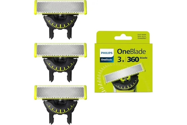 Philips OneBlade 360 - Authentiques lames de rechange, pour rasoir/tondeuse électrique OneBlade, 3x 360 lames, modèle QP430/60