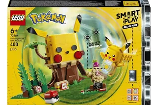 LEGO Pokémon Smart Play : Pikachu et la cabane d’entraînement 72164 | SMART Brique & Chargeur inclus, set Tout-en-un, 4 Tags, 1 Figurine, idée cadeau pour garçon ou fille dès 6 ans, 400 pièces
