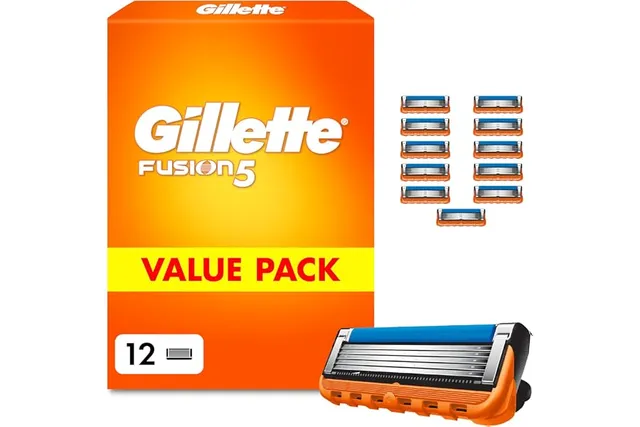 Gillette Lames de Rasoir Homme Fusion 5, Pack de 12 | Recharges Longue Durée, en Acier Inoxydable, Bande Lubrifiante, Micro-Lamelles, 1 Rechange Jusqu’à 20 Rasages