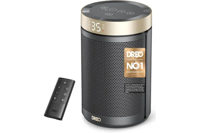 Dreo Chauffage d'appoint, Chauffage Electrique Soufflant Economique avec Thermostat, Minuterie 1-12H, Mode Éco, Chauffage Céramique PTC Rapide de 1500 W en toute sécurité, Chauffage 316