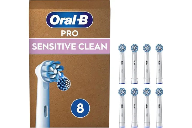 Oral-B Brossettes de Rechange Sensitive Clean, lot de 8, Blanches | Recharges Brosse à Dents Électrique Pro avec des Brins Ultra Doux pour les Gencives Saines, Emballage en Carton
