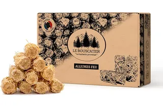 Allume-feu Laine de Bois et Cire végétale 100% naturels pour cheminée poêle cuisinière Barbecue brasero et feu de Camps. 170 unités allumes-feu sans Odeur. Gros Calibre qualité Premium