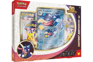 Pokémon : Coffret 30ᵉ Anniversaire – Amphinobi-ex du JCC Pokémon (1 Carte Promo Brillante, 1 Carte Grand Format Brillante et 4 boosters)