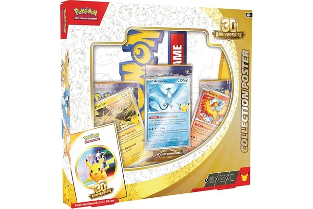 Pokémon : Collection Poster 30ᵉ Anniversaire du JCC Pokémon (3 Cartes Promo, 1 Poster et 3 boosters)