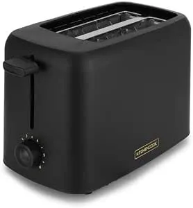 Kitchencook - Matt_toast - Noir Mat - Grille-pain 2 Larges Fentes - 6 Niveaux - 650 W