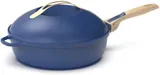 COOKUT - La Fabuleuse poêle 8 en 1 – Un seul ustensile qui remplace poêle, casserole, sauteuse - Avec 2 poignées amovibles, panier vapeur/friture, spatule en bois - SAPHIR