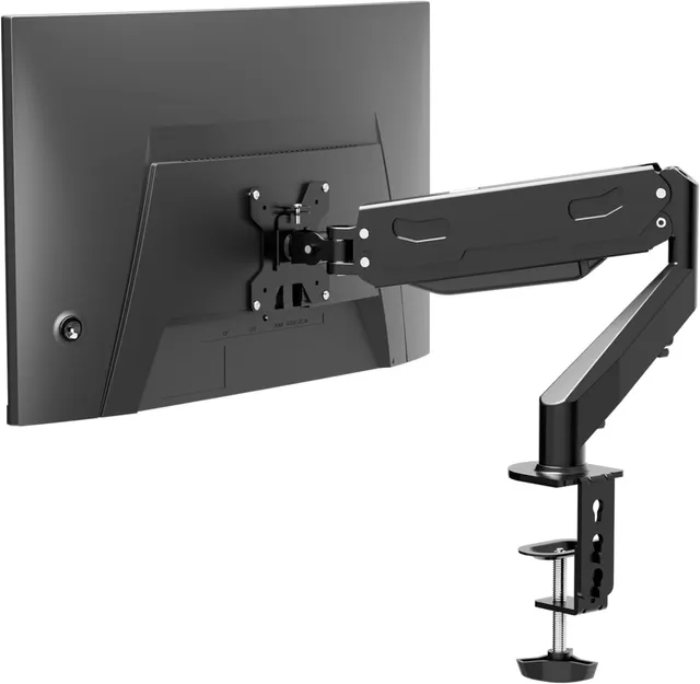 Pholiten PC Monitor Arm for 13-27 Inch LCD LED Screen, Monitor Arm with Gas Spring, 360° Rotating, Height Adjustable, VESA Screen Support 75 x 75/100 x 100 mm, Space Saving, Easy to Install