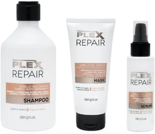 Pack 3 - Shampooing 400 - Masque 200 - Sérum 100 Plex Repair à l'Argan et Jojoba Deliplus (lot de 3)