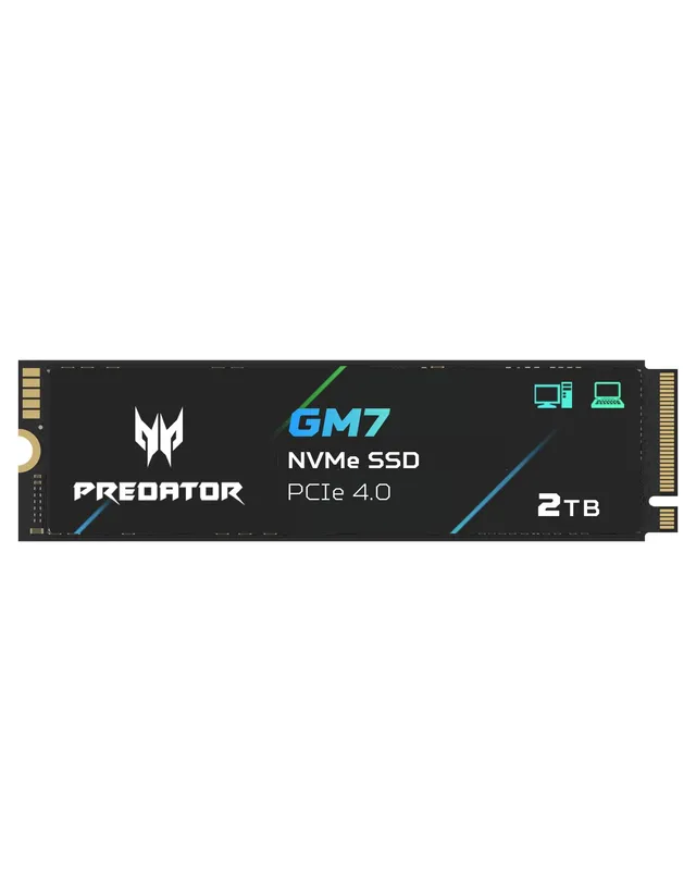Acer Predator GM7 2 to M.2 NVMe SSD PCIe 4.0 – Vitesse de Lecture Jusqu’à 7 400 Mo/s – Disque Interne Professionnel – Stockage Gaming Compatible PC, Ordinateur Portable et PS5.
