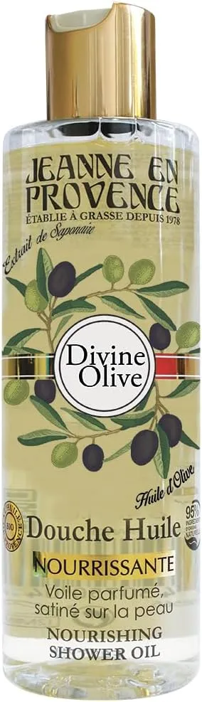 JEANNE EN PROVENCE - Douche Huile Divine Olive - Nettoie, Nourrit & Parfume - Gel Douche Pour Peaux Sèches - 95% d'Ingrédients d'Origine Naturelle - Fabriqué en France à Grasse - 250 ml