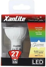 Xanlite - Ampoule Led Spot - Culot Gu10-4 -2W Cons. (27W Eq.) - Lumière Blanc Chaud Ou Lumière Rvb Avec Sa Télécommande