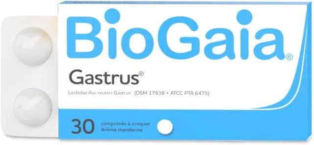 BIOGAIA GASTRUS - L. reuteri Gastrus 'DSM 17938 + ATCC PTA 6475 - Boite de 30 Compriméq à Croquer Arôme Mandarine