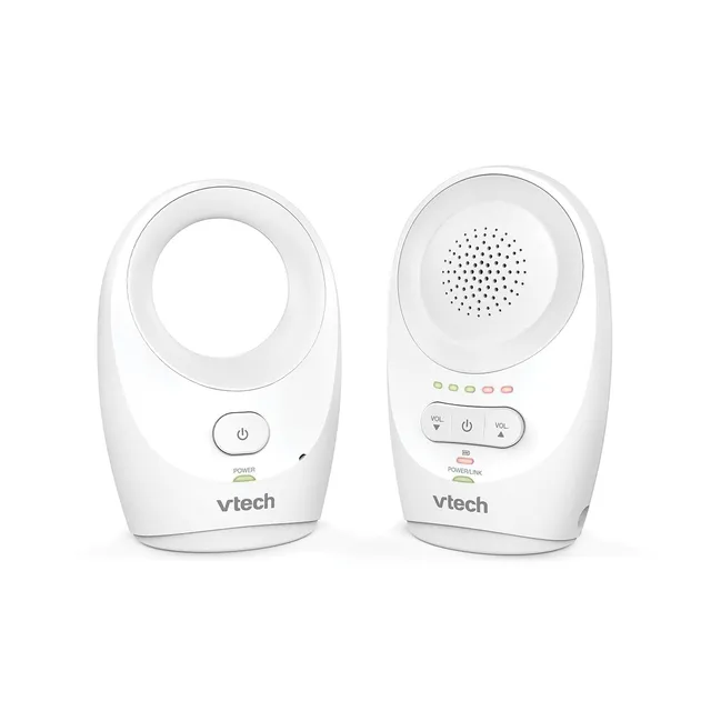 VTech BM1120 Moniteur Audio bébé, transmission claire du son et de la sécurité, longue portée, affichage de volume LED de 5 niveaux, Clip de ceinture, Batteries rechargeables