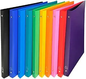 EXACOMPTA Lot de 10 Classeurs Polypro souple 4 anneaux 15 mm dos 20 mm A4 Coloris aléatoire