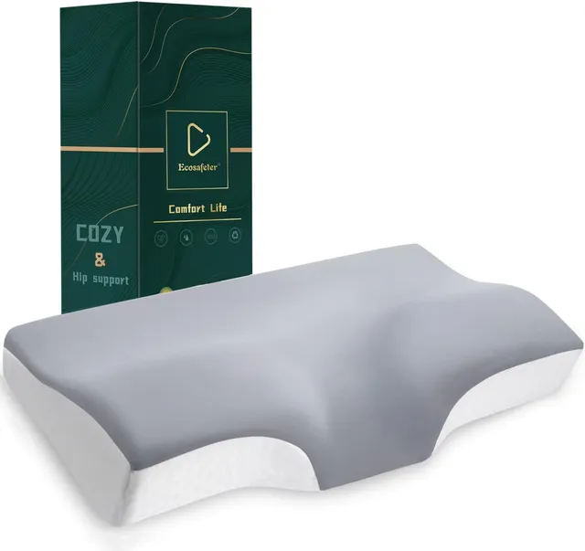 Oreiller Ergonomique Cervical, Oreiller Memoire Forme, Coussin pour Le Sommeil Profond, Confort Respirant, pour Dormir sur Le Côté et Le Dos, Housse Lavable en Bambou