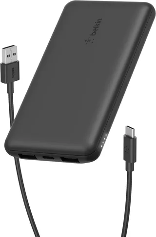 Belkin batería externa portátil de 10000mAh, cargador externo USB-C con 1 puerto USB-C y 2 puertos USB-A, power bank de 15 W, batería portátil para iPhone, Galaxy, Pixel, AirPods, iPad y otros - Noir