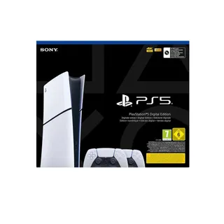 Playstation Sony, Console 5 Édition Numérique (100% Digital), SSD Ultra-Rapide, Ray Tracing, Audio 3D, 2 Manettes DualSense avec Retour Haptique et Gâchettes Adaptatives, Couleur : Blanche