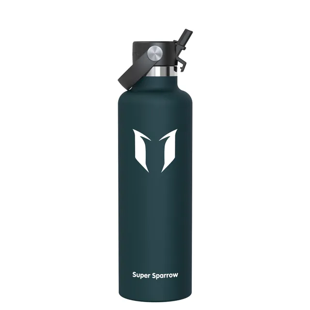 Super Sparrow Gourde Isotherme 1L - Bouteille Isotherme avec Paille - sans BPA - Gourdes Enfant INOX Bouche Standard pour Sport, Voyages, L'école, Bureau, Maison