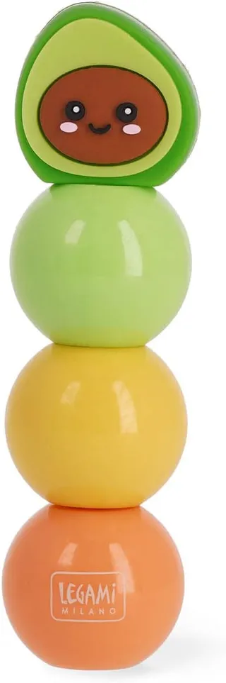 LEGAMI - Surligneur 3-en-1, Couleurs Pastel, Vert, Jaune, Orange, Séchage Rapide, Thème Avocat