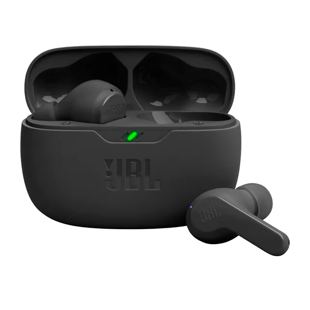JBL Wave Beam, Écouteurs Intra-Auriculaires sans Fil, Résistance à l'Eau IP54 et IPX2, Appels Mains Libres et Batterie à Autonomie de 32 heures, en Noir