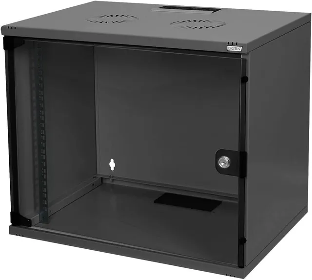 DIGITUS Armoire réseau 19 Pouces 7U - Non monté - Montage Mural - Profondeur 400 mm - Charge Max. 60 kg - Porte vitrée - Noir