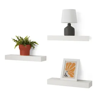 Amazon Basics Lot de 3 étagères murales flottantes en Bois, Blanc, 40,1 x 12,7 x 4,6 cm