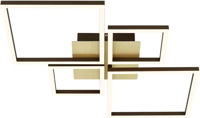 BRILONER 3128-017 Plafonnier LED, gradation progressive, plafonnier orientable LED, LED Frame, brun doré, 750x470x73 mm
