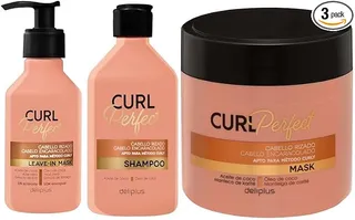 Shampoo + Masque à rincer + Masque sans rinçage | Pack Curl Perfect Deliplus cheveux bouclés adapté à la méthode Curly | 400 + 400 + 200 ml
