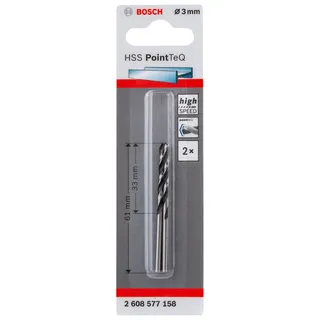 Bosch Professional 2x Forets hélicoïdaux HSS PointTeQ (pour métal, 3 x 33 x 61 mm, accessoires pour perceuse-visseuse)