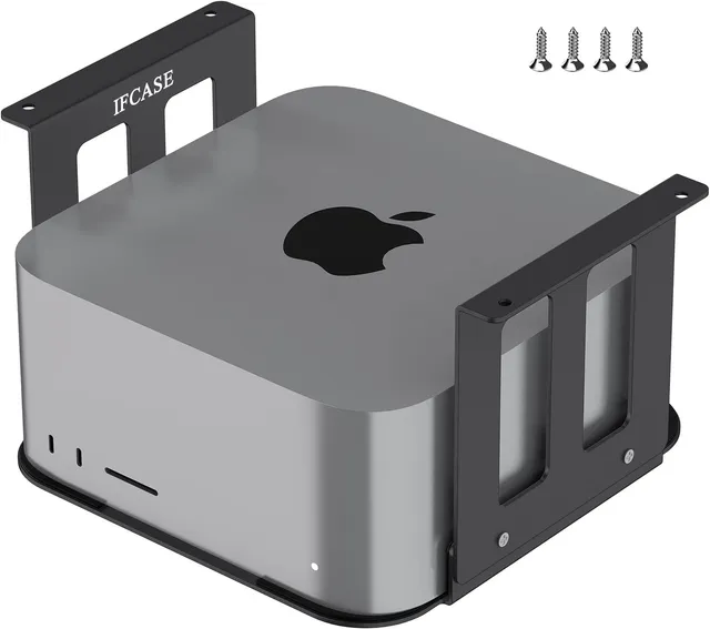 IFCASE Support de Bureau en Aluminium pour Mac Studio M4 M3 M2 M1 Max, Ultra avec Coussinet Anti-Rayures (Noir)