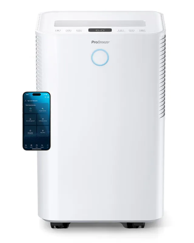 Pro Breeze OmniDry Déshumidificateur compresseur Intelligent 20L/Jour avec réservoir d'eau 4L, séchage du Linge & capteur d'humidité Auto - Absorbeur d’humidité, Contre moisissures & Condensation