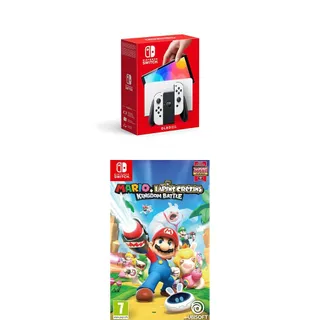 Nintendo Switch OLED Blanche + Mario and The Lapins Crétins: Kingdom Battle