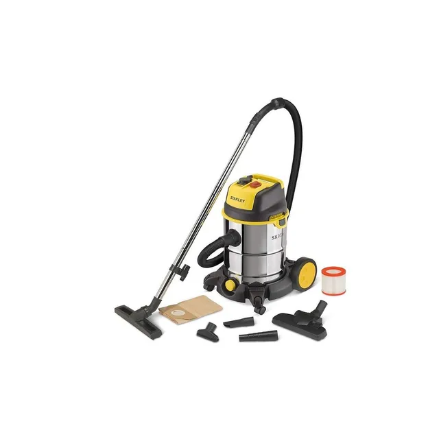 STANLEY Aspirateur Solides et Liquides SXVC30XTDE avec Prise Outils Électroportatifs (1600 W, 30 l)