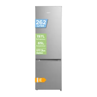 Comfee' 262L (197+65), Frigo Congelateur, Acier Inoxydable