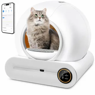 Bac à litière autonettoyant de 65 + 9 litres, avec Commande Via Application, désodorisation par ions et Suivi de la santé – 5 Sacs à litière Inclus, idéal pour Les foyers accueillant Plusieurs Chats
